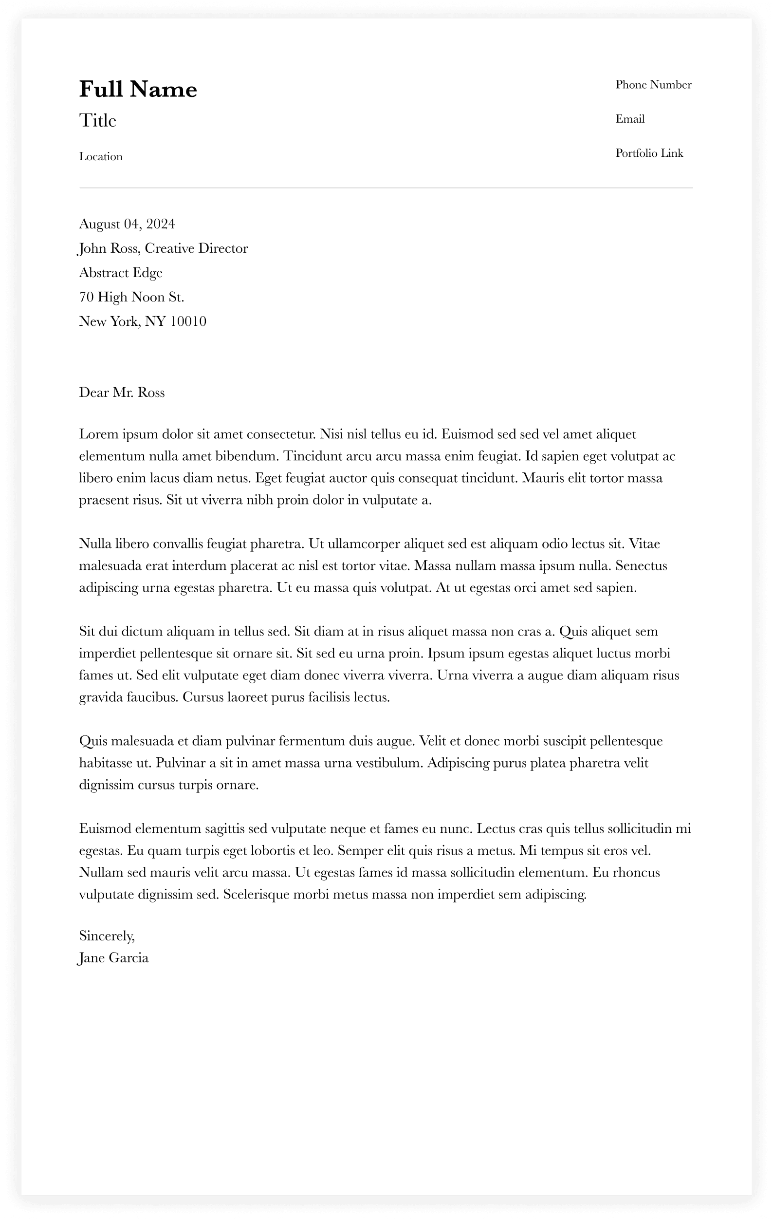 Healthcare Letter resume template preview