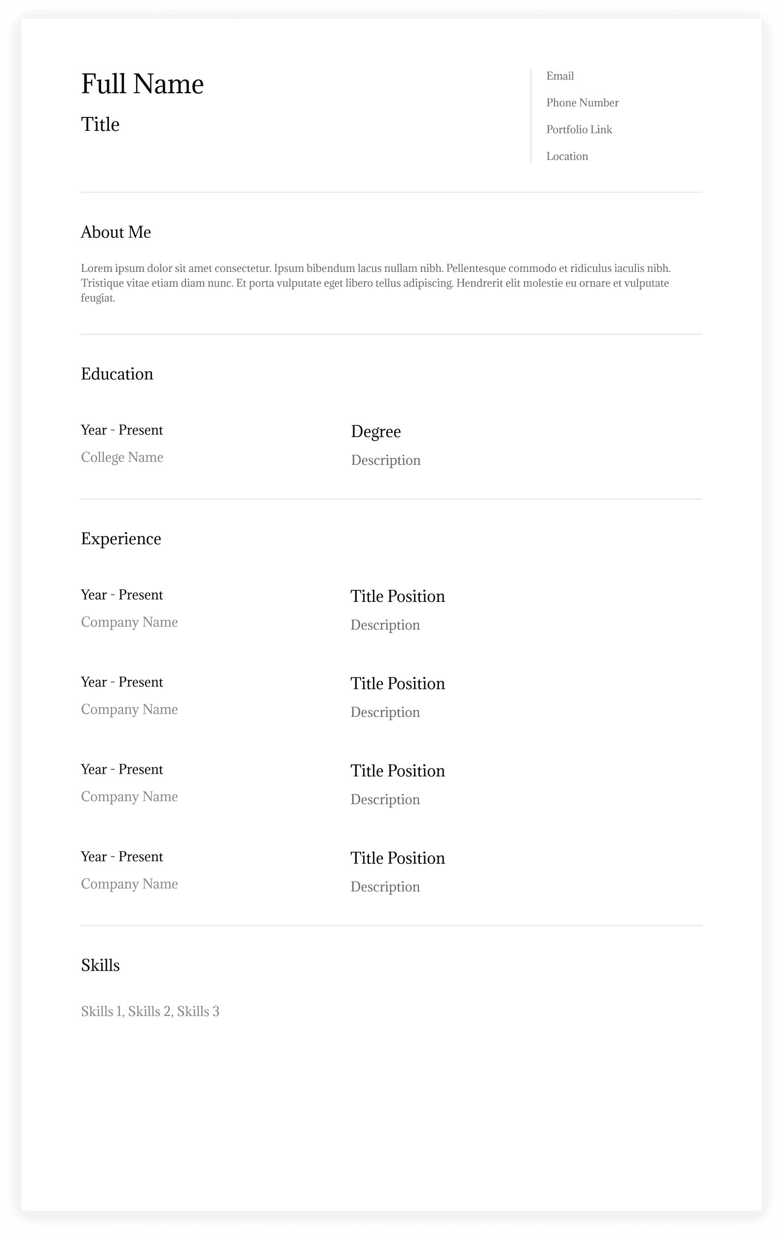 Healthcare resume template preview